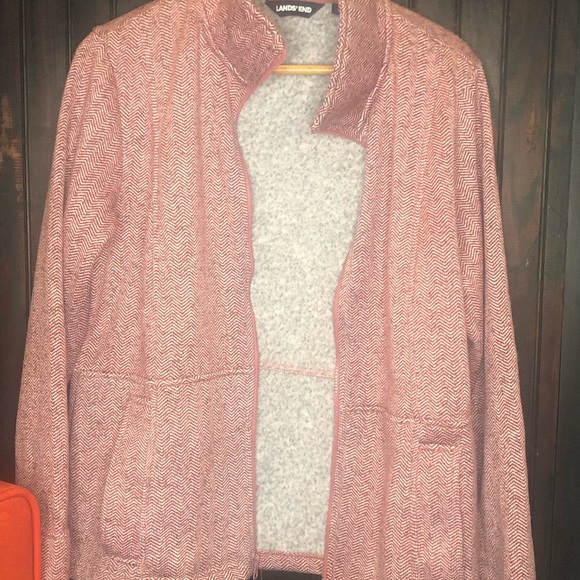 Lands' End Jackets & Blazers - Lands End Pink Herringbone Fleece Size Large